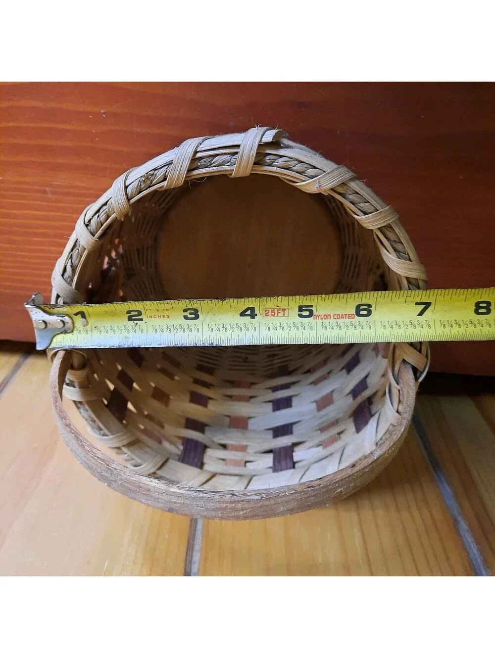 Vintage Handwoven Basket Farmhouse Cottage 8.5x7